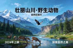 自然纪录片海报 - 壮丽山川与野生动物画面